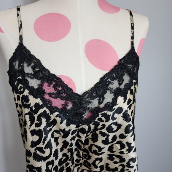 Women's Vintage Intimate Essentials Leopard Open Front Nighty Cami Medium Sexy - Picture 4 of 11